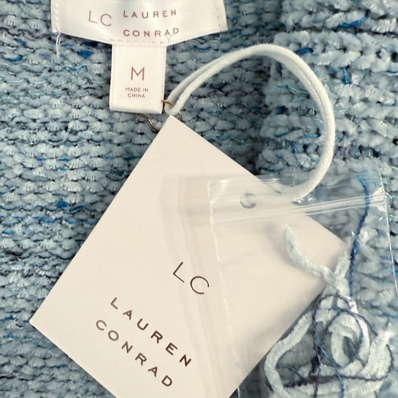 LC Lauren Conrad Chenille Off Shoulder Sweater Blue Marl Size M NWT $50 - Picture 5 of 9